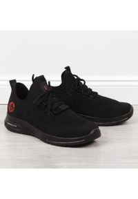 Buty sportowe męskie siatkowe czarne Rieker B7376-00. Kolor: czarny. Materiał: materiał
