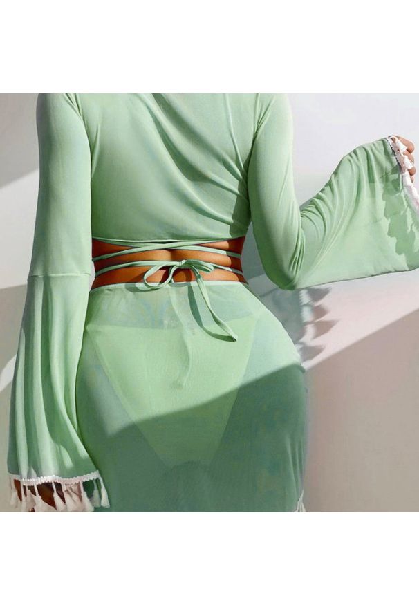 Intica - Komplet bikini z pareo i wielofunkcyjnym topem na plażę Maili. Kolor: biały. Materiał: materiał. Wzór: aplikacja