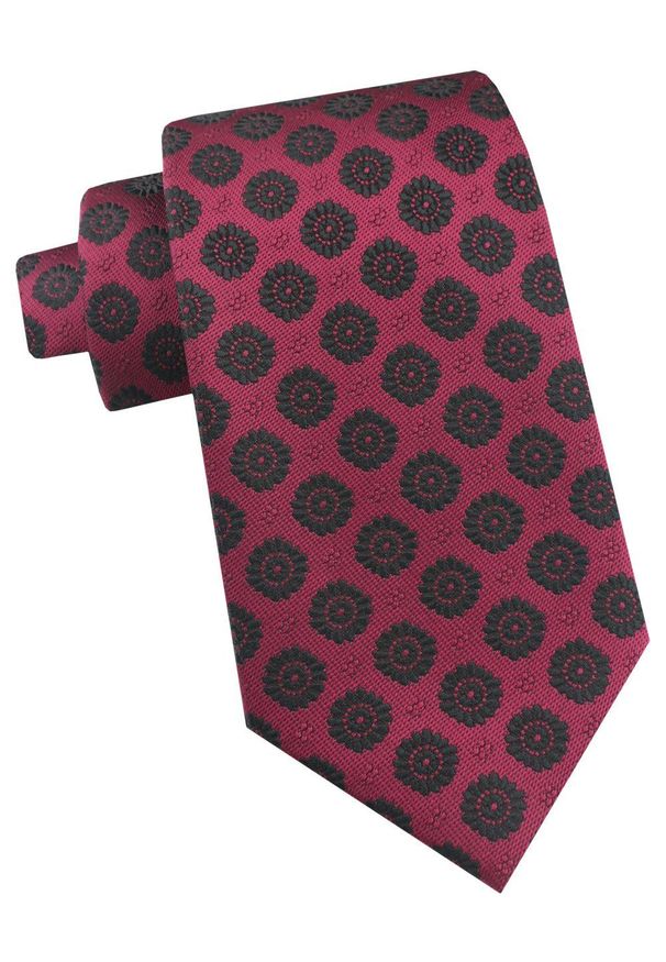 Krawat Męski - Angelo di Monti - Ciemna Malina w Duże Grochy. Kolor: czerwony. Materiał: tkanina. Wzór: grochy. Styl: elegancki, wizytowy