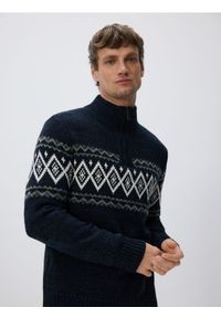 Reserved - Sweter z golfem - granatowy. Typ kołnierza: golf. Kolor: niebieski. Materiał: dzianina #1