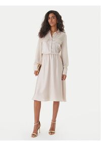 Fracomina Sukienka codzienna FY26SD2025W41101 Écru Regular Fit. Okazja: na co dzień. Materiał: syntetyk. Typ sukienki: proste. Styl: casual #4