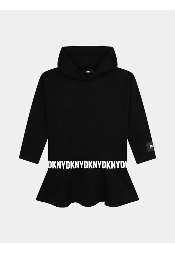 DKNY Sukienka dzianinowa D32905 S Czarny Regular Fit. Kolor: czarny. Materiał: bawełna