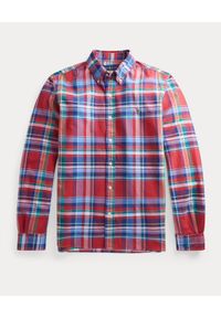 Ralph Lauren - RALPH LAUREN - Koszula w kratę Oxford Custom Fit. Kolor: czerwony. Materiał: bawełna. Wzór: haft, kolorowy #3