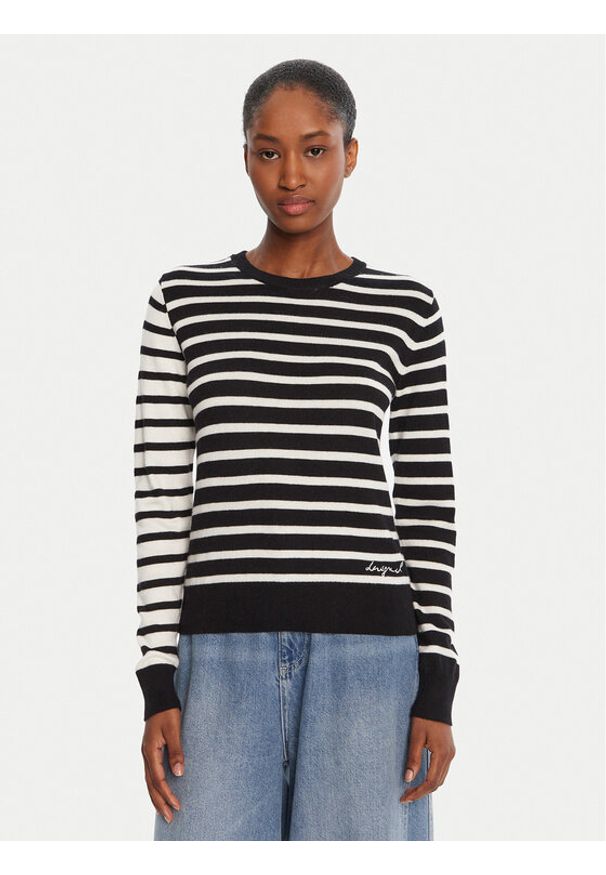 Desigual Sweter Bergen 25WWJF08 Czarny Regular Fit. Kolor: czarny. Materiał: bawełna