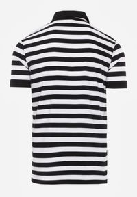 Born2be - Czarna Koszulka Polo z Bawełny w Poziome Paski Germus. Okazja: na co dzień. Typ kołnierza: polo. Kolor: czarny. Materiał: bawełna. Wzór: paski. Styl: casual #2