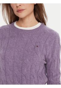 TOMMY HILFIGER - Tommy Hilfiger Sweter WW0WW43586 Fioletowy Regular Fit. Kolor: fioletowy. Materiał: wełna #3