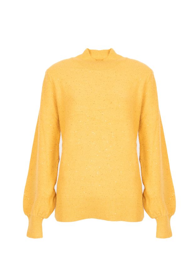 Silvian Heach Sweter "Melisia" | CVA22189LU | Melisia | Kobieta | Żółty. Okazja: na co dzień. Typ kołnierza: kołnierzyk stójkowy. Kolor: żółty. Materiał: poliester, bawełna. Wzór: aplikacja. Styl: casual