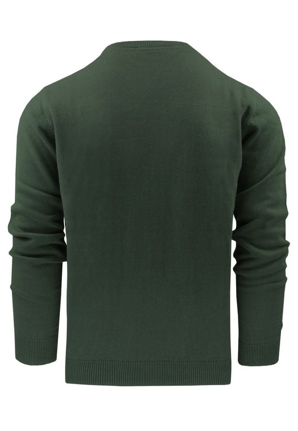 Bawełniany Sweter Męski - Pako Jeans - Warkoczowy Splot - Zgniła Zieleń. Materiał: bawełna. Wzór: ze splotem. Styl: klasyczny, elegancki