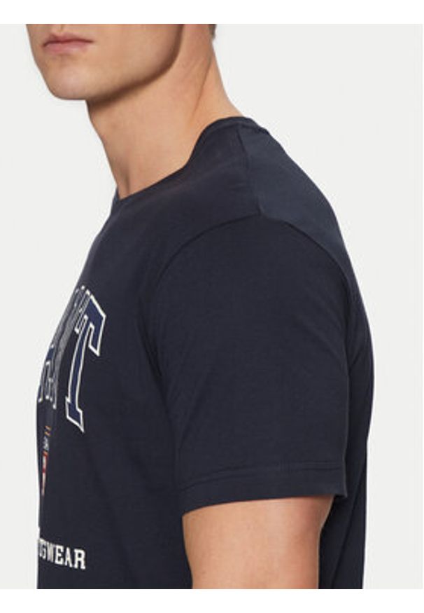 GANT - Gant T-Shirt 2003290 Granatowy Regular Fit. Kolor: niebieski. Materiał: bawełna