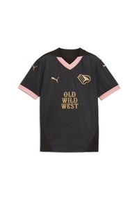 Puma - Młodzieżowa koszulka wyjazdowa Palermo F.C. 24/25 PUMA Black Gold. Kolor: czarny, żółty, wielokolorowy. Materiał: materiał