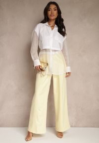 Renee - Biała Koszula Ozdobiona Przezroczystymi Rękawami Tilaria. Okazja: na co dzień. Kolor: biały. Materiał: jeans. Wzór: aplikacja. Sezon: lato. Styl: casual #4
