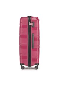Wittchen - Duża walizka z polipropylenu z geometrycznymi tłoczeniami. Kolor: różowy. Materiał: guma. Wzór: geometria. Styl: elegancki #4