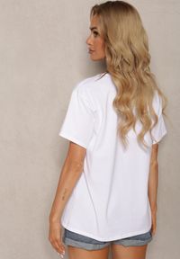 Renee - Biały Bawełniany T-shirt z Ozdobnym Printem Risamore. Okazja: na co dzień. Kolor: biały. Materiał: bawełna. Wzór: nadruk. Styl: casual, klasyczny