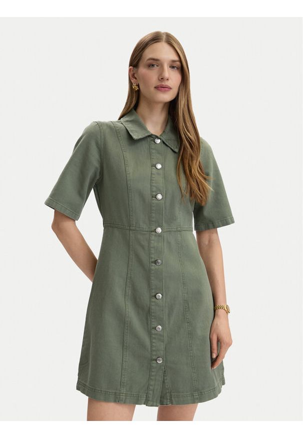 Vero Moda Sukienka jeansowa Daisy 10346217 Zielony Standard Fit. Kolor: zielony. Materiał: bawełna
