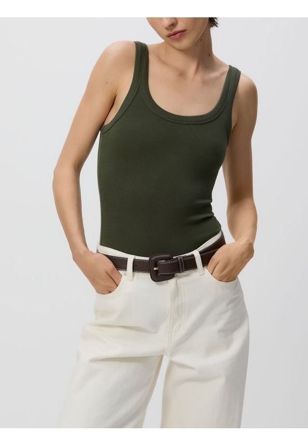 Reserved - Bawełniane body - jasny zielony. Kolor: zielony. Materiał: bawełna