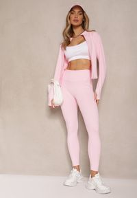 Renee - Jasnoróżowy Komplet Sportowy Legginsy i Bluza z Wycięciem na Kciuk Redarose. Kolor: różowy #5