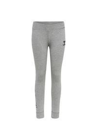 Dziecięce legginsy bawełniane Hummel Move Grid. Okazja: na uczelnię. Kolor: szary. Materiał: bawełna. Styl: młodzieżowy, sportowy #1
