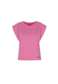 Ochnik - Różowy T-shirt damski basic. Kolor: różowy. Materiał: tkanina, elastan, bawełna #4
