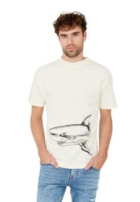 PALM ANGELS Beżowy męski t-shirt Broken Shark, Rozmiar XL. Kolor: beżowy #3