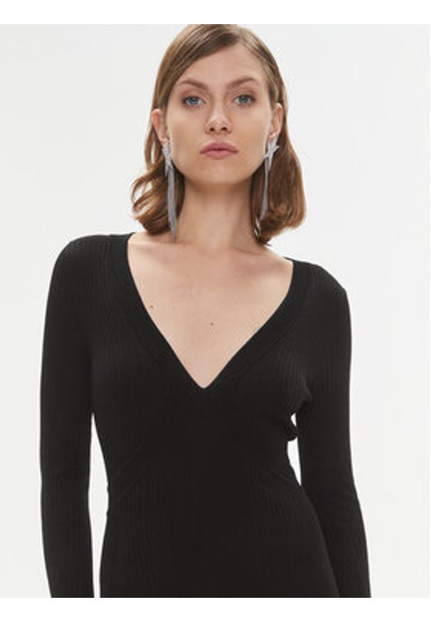 Pinko Sukienka dzianinowa Coccodrillo 102023 A18P Czarny Regular Fit. Kolor: czarny. Materiał: wiskoza