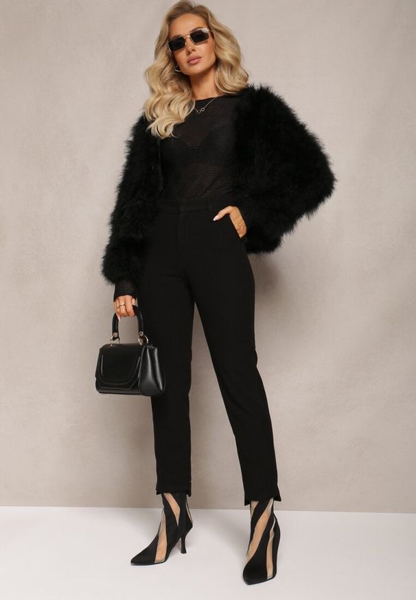 Renee - Czarne Spodnie Garniturowe High Waist Aigah. Stan: podwyższony. Kolor: czarny. Materiał: wiskoza, tkanina