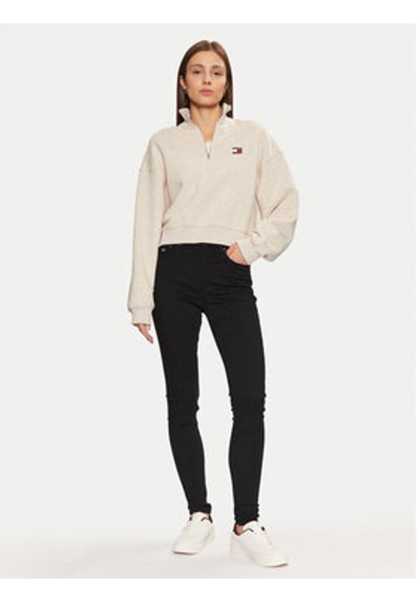 Tommy Jeans Bluza DW0DW19410 Beżowy Relaxed Fit. Kolor: beżowy. Materiał: bawełna