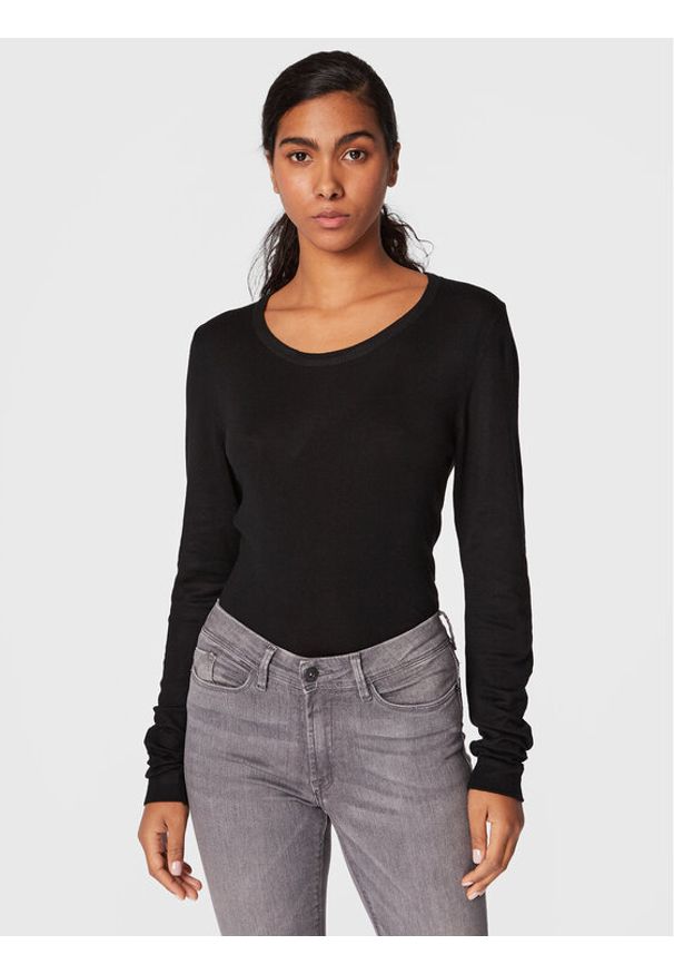 ICHI Sweter Mafa 20102553 Czarny Slim Fit. Kolor: czarny. Materiał: wiskoza