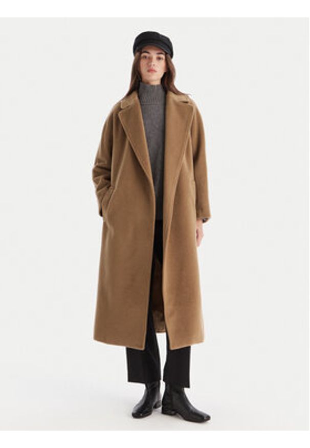 Weekend Max Mara Płaszcz wełniany Tempera 2525016082 Brązowy Regular Fit. Kolor: brązowy. Materiał: wełna