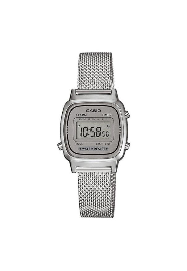 Casio Zegarek Vintage LA670WEM-7EF Srebrny. Kolor: srebrny. Styl: vintage