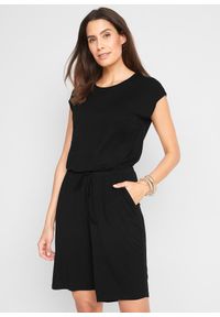 bonprix - Kombinezon z miękkiej mieszanki wiskozy. Kolor: czarny. Materiał: wiskoza, materiał. Długość: do kolan #1