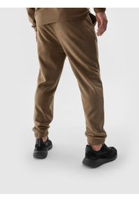 4f - Spodnie polarowe joggery męskie - brązowe. Kolor: brązowy. Materiał: polar