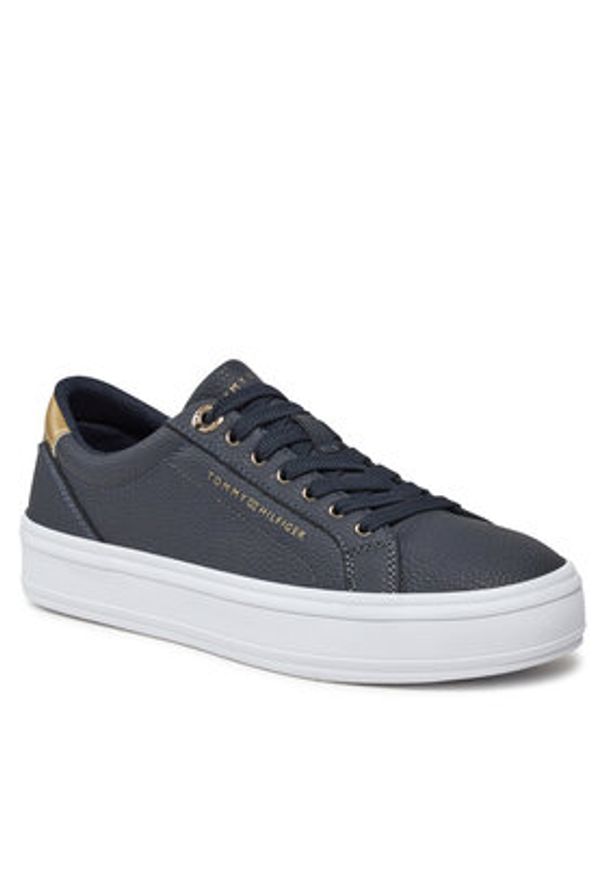 TOMMY HILFIGER - Tommy Hilfiger Sneakersy Essential Vulc Leather Sneaker FW0FW07778 Granatowy. Kolor: niebieski. Materiał: materiał