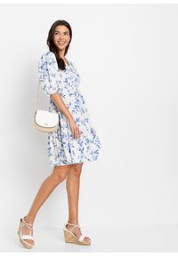 bonprix - Sukienka mini z czystej bawełny. Kolor: biały. Materiał: bawełna. Wzór: nadruk. Sezon: lato. Długość: mini #3