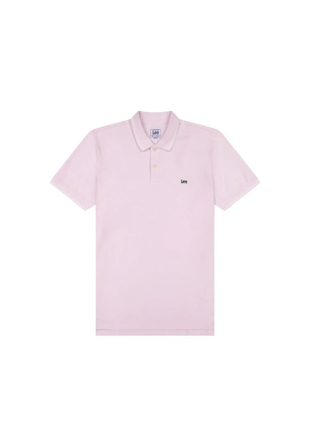 Lee - MESKA KOSZULKA LEE PIQUE POLO LIGHT ICY PINK 112376458. Typ kołnierza: polo