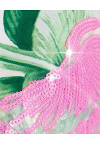 MYSTIQUE BEACH - Tunika maxi Jungle z różowymi skrzydłami. Kolor: zielony. Materiał: materiał. Długość: długie. Wzór: nadruk #3