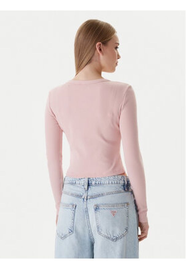 Guess Kardigan V6RP06 K8RT2 Różowy Regular Fit. Kolor: różowy. Materiał: wiskoza