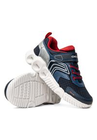 Geox - Sneakersy dziecięce granatowe GEOX J Wroom Boy. Kolor: niebieski. Materiał: materiał. Sport: bieganie