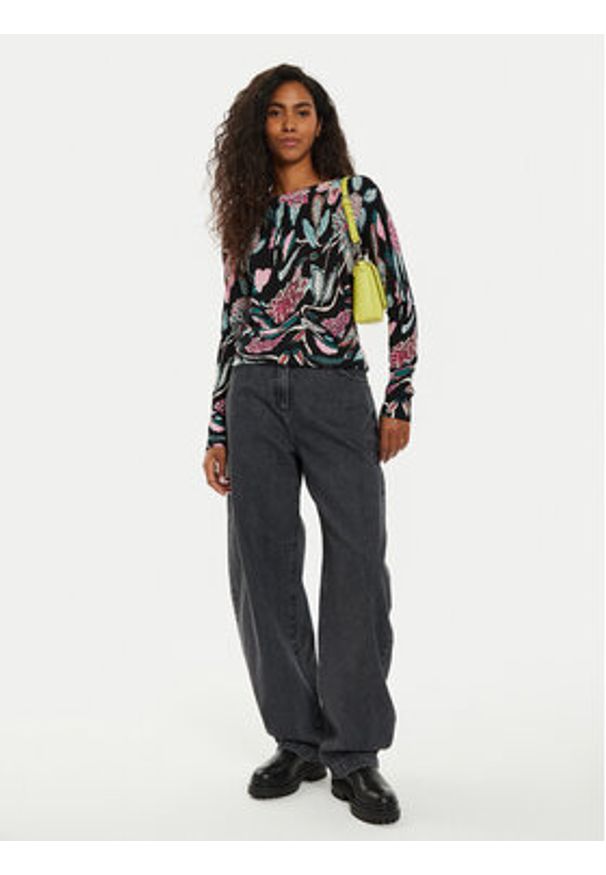 Desigual Sweter Manchester 24WWJF41 Czarny Regular Fit. Kolor: czarny. Materiał: wiskoza
