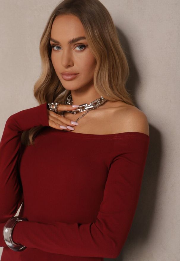 Renee - Bordowa Bluzka z Bawełny z Wycięciem na Kciuk Valwiwi. Okazja: na co dzień. Kolor: czerwony. Materiał: bawełna. Styl: casual