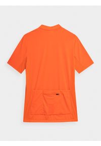4f - Koszulka rowerowa szosowa męska. Kolor: pomarańczowy. Materiał: dzianina, materiał, skóra. Sport: kolarstwo, fitness