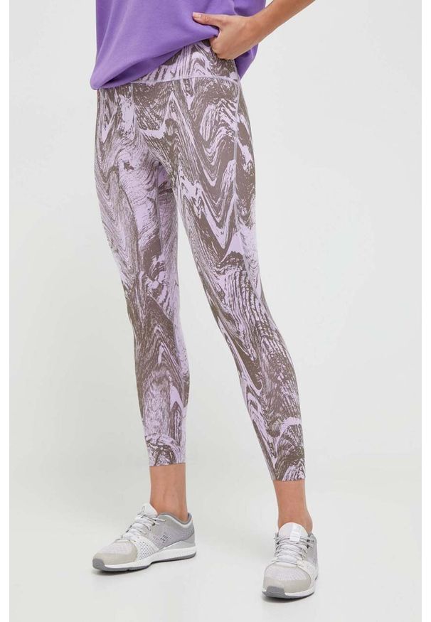 Adidas by Stella McCartney - adidas by Stella McCartney legginsy treningowe TruePurpose Optime kolor fioletowy wzorzyste. Kolor: fioletowy. Materiał: skóra, dzianina, materiał. Wzór: ze splotem. Sport: fitness