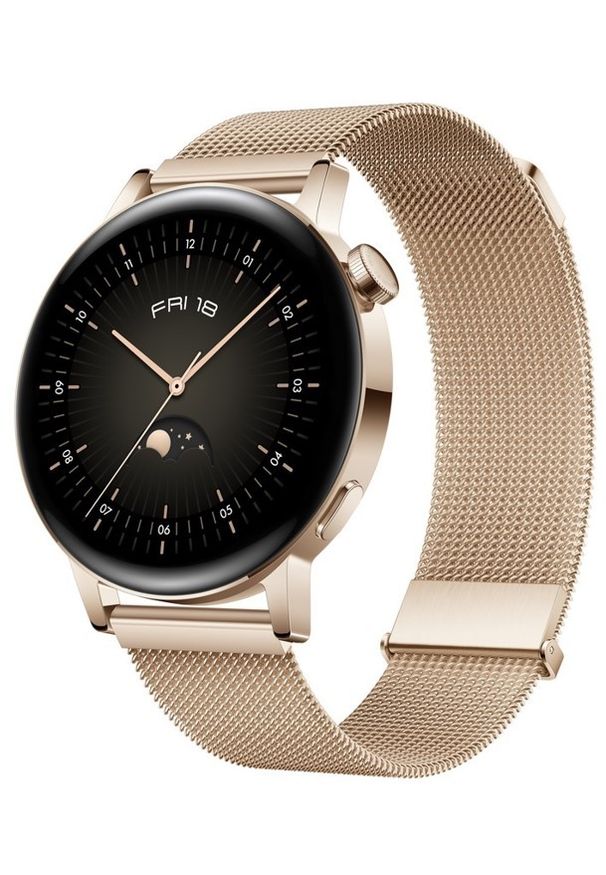 HUAWEI - Smartwatch Huawei Watch GT 3 42mm Elegant. Rodzaj zegarka: smartwatch. Materiał: skóra. Styl: sportowy, klasyczny