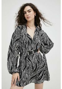 The Kooples bluzka damska kolor czarny wzorzysta. Kolor: czarny. Materiał: tkanina. Długość rękawa: długi rękaw. Długość: długie #2