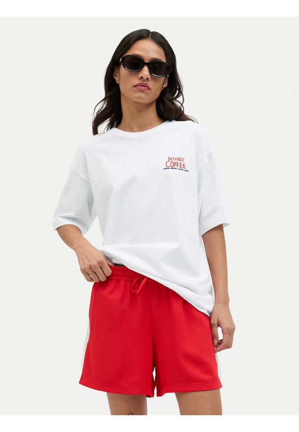 JJXX T-Shirt Nina 12273776 Biały Loose Fit. Kolor: biały. Materiał: bawełna