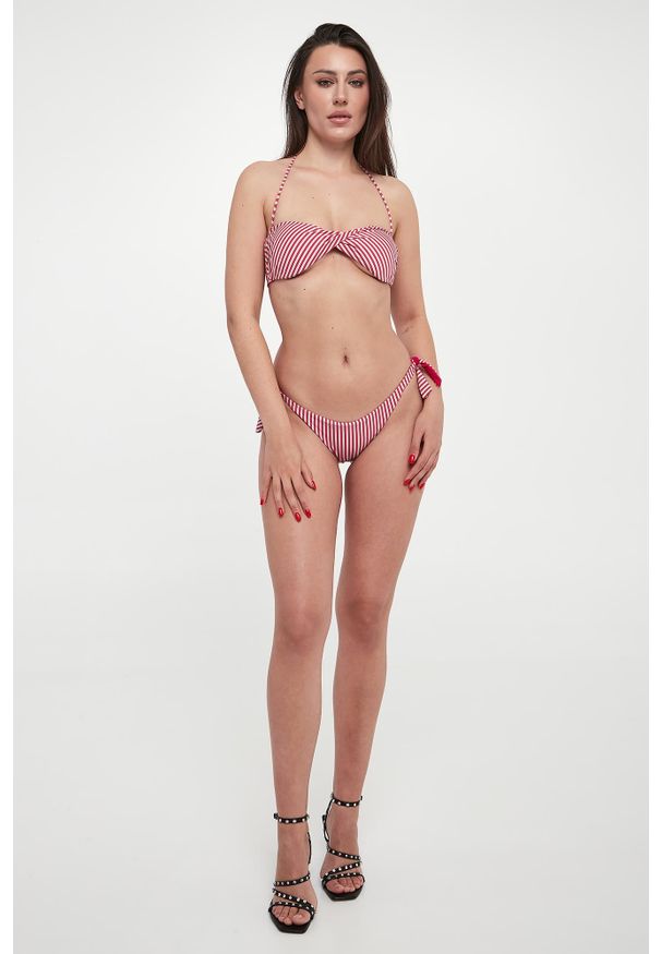 Różowo-srebrny dół od bikini Twinset U&B w paski. Kolor: srebrny, wielokolorowy, różowy. Wzór: paski