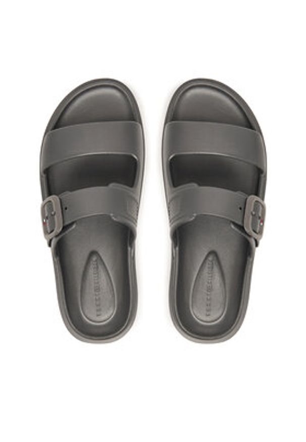 TOMMY HILFIGER - Tommy Hilfiger Klapki Double Strap FW0FW09114 Szary. Kolor: szary. Materiał: syntetyk