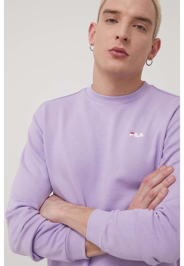 Fila bluza męska kolor fioletowy z nadrukiem. Okazja: na co dzień. Kolor: fioletowy. Wzór: nadruk. Styl: casual