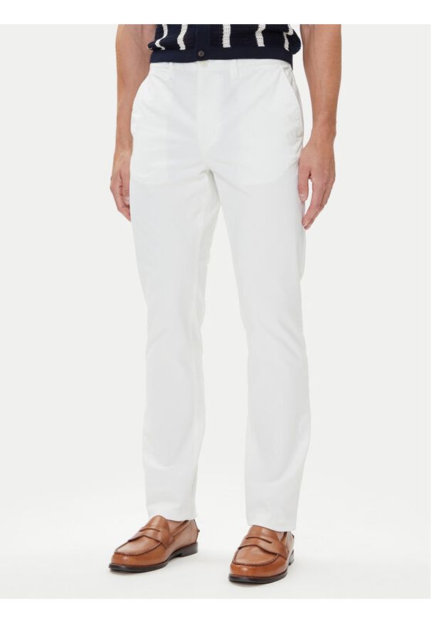 TOMMY HILFIGER - Tommy Hilfiger Chinosy Denton Essential MW0MW40262 Biały Straight Fit. Kolor: biały. Materiał: bawełna