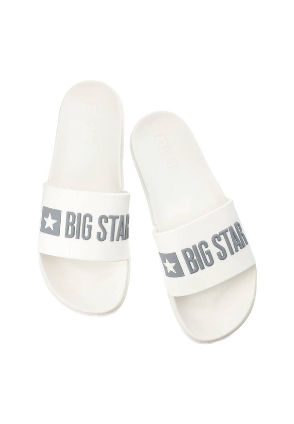 Big-Star - Białe Klapki Big Star Damskie Buty Profilowane. Okazja: na co dzień, do domu, na plażę. Kolor: biały. Wzór: nadruk. Sezon: lato. Styl: sportowy, casual, elegancki