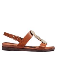 Damskie brązowe sandały płaskie Sergio Leone. Kolor: brązowy #3